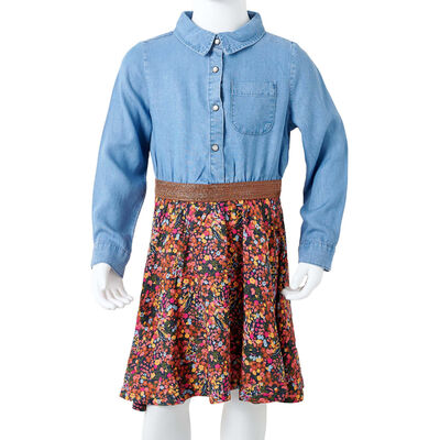 Detské šaty s dlhými rukávmi námornícke a džínsovo modré 92
