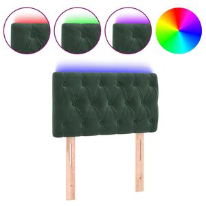 vidaXL Čelo postele s LED tmavozelen&eacute; 80x7x78/88 cm zamat