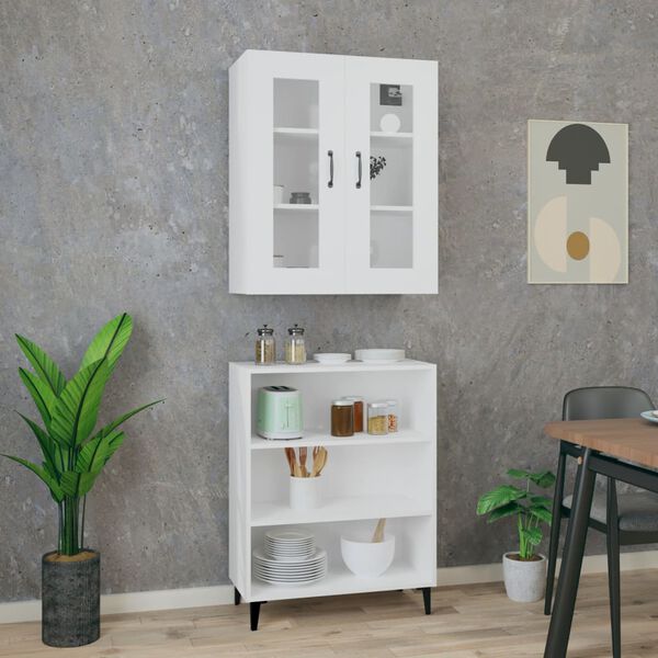 vidaXL Vysok&aacute; skrinka biela 69,5x34x180 cm spracovan&eacute; drevo