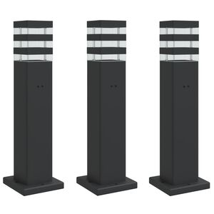 vidaXL Vonkaj&scaron;ie stojace lampy so z&aacute;suvkou 3 ks čierne 50 cm hlin&iacute;k
