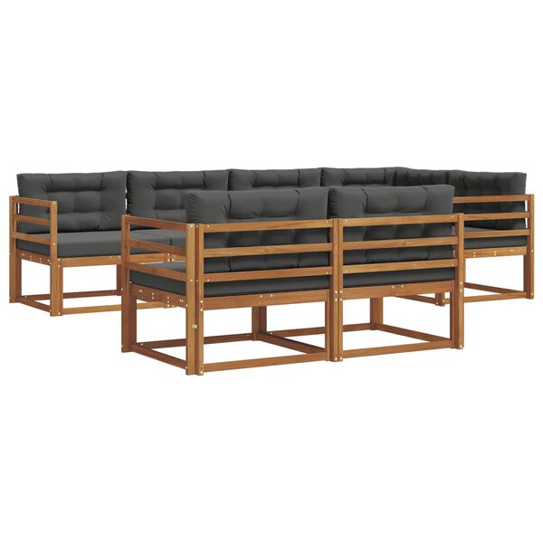 vidaXL Z&aacute;hradn&aacute; s&uacute;prava gaučov s vank&uacute;&scaron;om 7 pcs Pr&iacute;rodn&aacute; a antracitov&aacute;