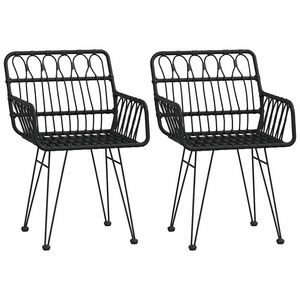 vidaXL Z&aacute;hradn&eacute; stoličky 2 ks s opierkami čierne 56x64x80 cm PE Rattan