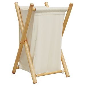 vidaXL K&ocirc;&scaron; na bielizeň kr&eacute;movobiely 41,5x36x63,5 cm bambus