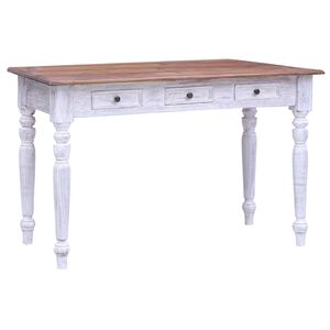 vidaXL P&iacute;sac&iacute; st&ocirc;l so z&aacute;suvkami, biely 117x57x75 cm, mahag&oacute;nov&eacute; drevo