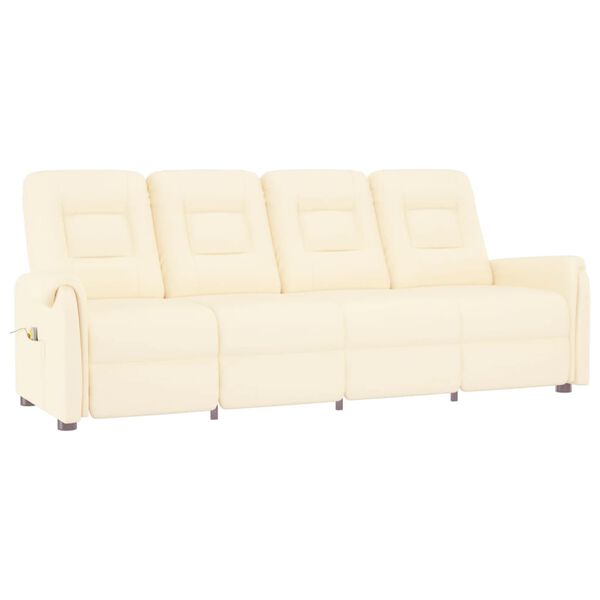 vidaXL 4-miestne skl&aacute;pacie mas&aacute;žne kreslo, kr&eacute;mov&eacute;, umel&aacute; koža