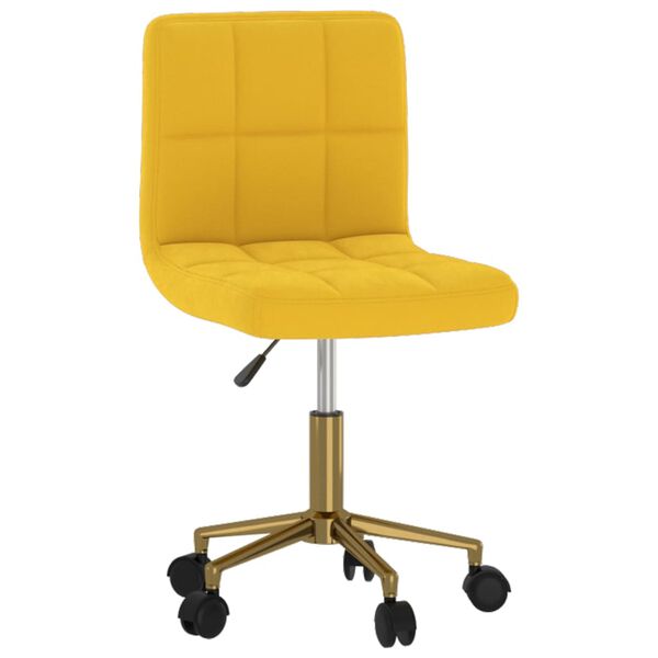 vidaXL Otočn&aacute; jed&aacute;lensk&aacute; stolička žlt&aacute; zamatov&aacute;