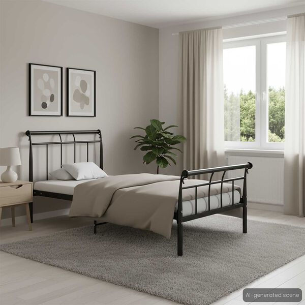 vidaXL Posteľn&yacute; r&aacute;m čierny kov 100x200 cm