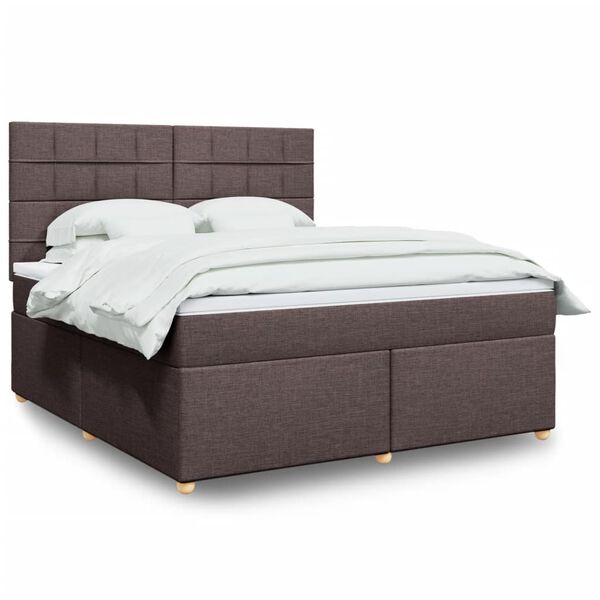 vidaXL Boxspring posteľ s matracom tmavohned&aacute; 180x200 cm l&aacute;tka