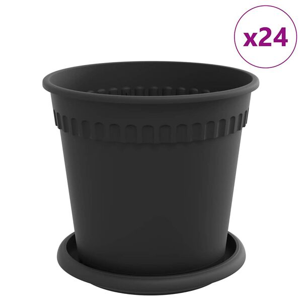 vidaXL Kvetin&aacute;če 24 pcs Čierna &Oslash; 17 x 14 cm Plast