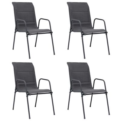 vidaXL Stohovateľné záhradné stoličky 4 ks oceľ a textilén antracitové