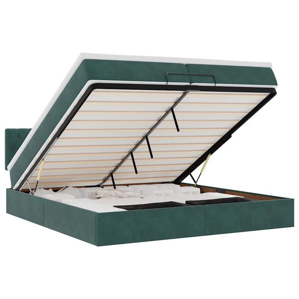 vidaXL Osmanský rám postele s matracmi tmavozelená 200x200 cm zamat