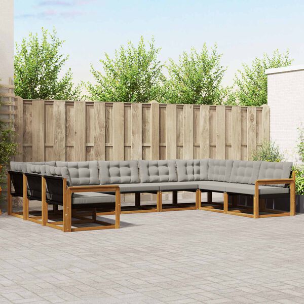 vidaXL Z&aacute;hradn&aacute; s&uacute;prava gaučov s vank&uacute;&scaron;om 9 pcs Pr&iacute;rodn&aacute; a svetlosiv&aacute;