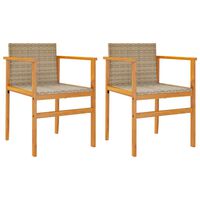 vidaXL Záhradné stoličky 2 ks béžové polyratan a masívne drevo