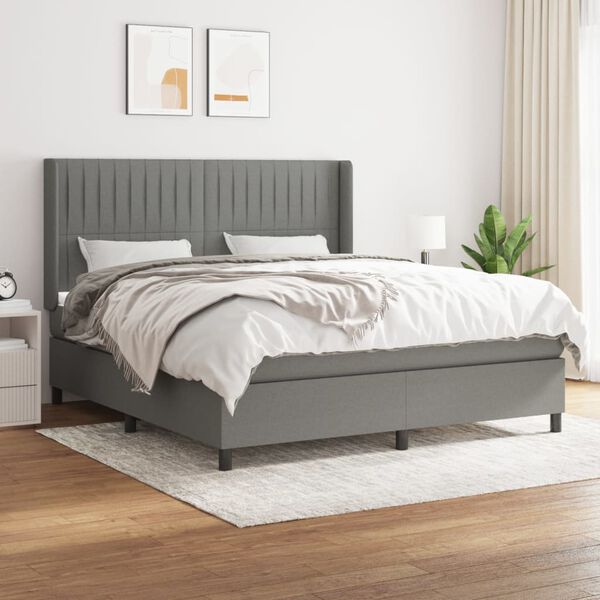 vidaXL Boxspring posteľ s matracom tmavosiv&aacute; 160x200 cm l&aacute;tka
