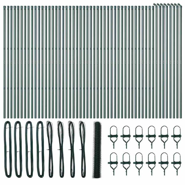 vidaXL Stĺp na plot. Zelená 100 x 1,4 m (50 mm sieť) Ocel a PVC