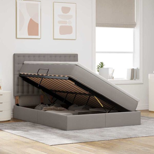 vidaXL Postel s &uacute;ložn&yacute;m prostorem a matrac&iacute; Sivohned&aacute; 140 x 190 cm