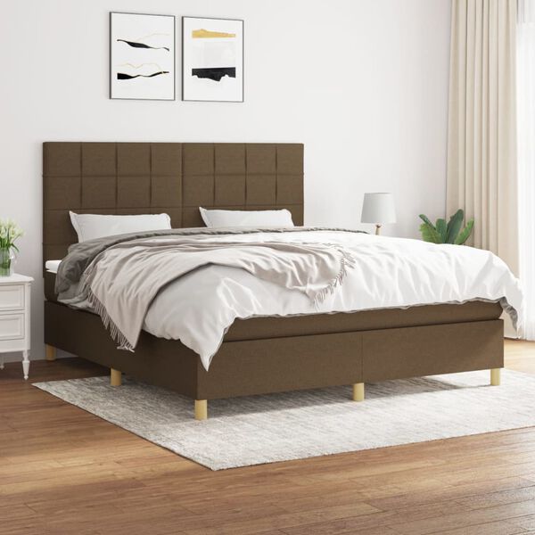 vidaXL Boxspring posteľ s matracom tmavohned&aacute; 160x200 cm l&aacute;tka
