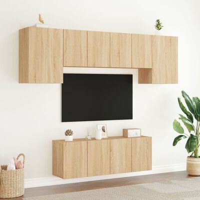 vidaXL 6-dielne TV nástenné skrinky dub sonoma kompozitné drevo