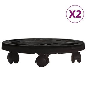 vidaXL Voz&iacute;ky na rastliny s kolieskami 2 ks priemer 30cm čierne 170 kg