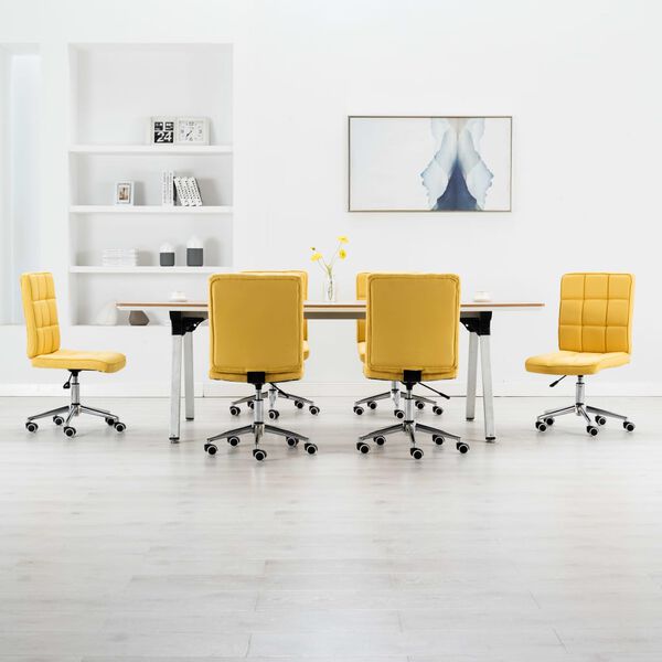 vidaXL Jed&aacute;lensk&eacute; stoličky 6 ks, žlt&eacute;, l&aacute;tka