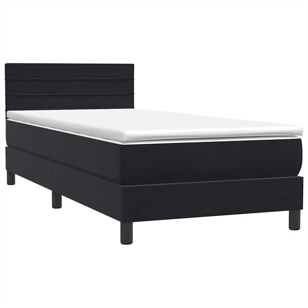 vidaXL Posteľn&yacute; r&aacute;m boxspring s matracom čierny 90x220 cm zamat