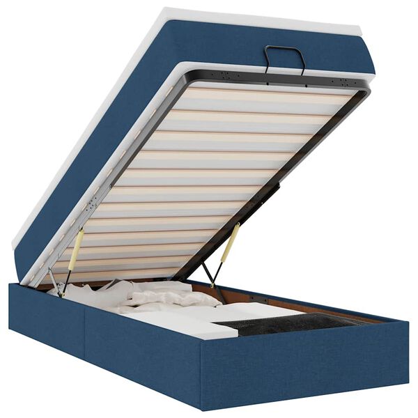 vidaXL Osmansk&yacute; r&aacute;m postele s matracom modr&aacute; 100x200 cm l&aacute;tka