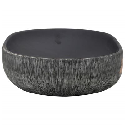 vidaXL Umývadlo na dosku sivo-čierne oválne 59x40x14 cm keramické