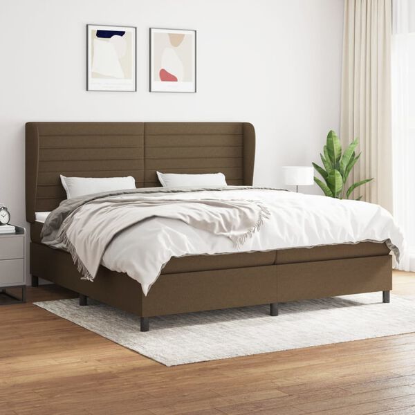 vidaXL Boxspring posteľ s matracom tmavohned&aacute; 200x200 cm l&aacute;tka