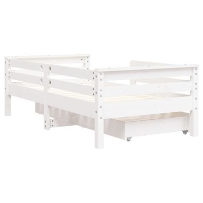 vidaXL Rám detskej postele so zásuvkami biely 70x140 cm mas. borovica