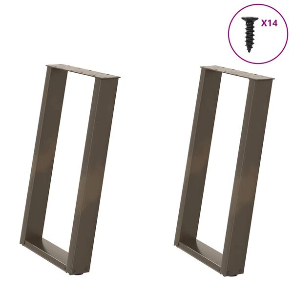 vidaXL Nohy k jed&aacute;lensk&eacute;mu stolu v tvare U, 2 ks, pr&iacute;rodn&aacute; oceľ, 60 x (72-73) cm, oceľ