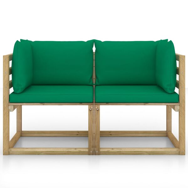 vidaXL Z&aacute;hradn&eacute; rohov&eacute; pohovky+podložky 2 ks, impregnovan&aacute; borovica