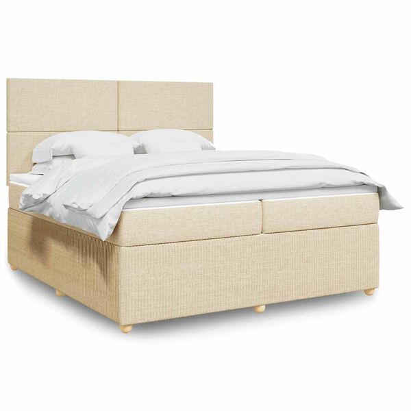 vidaXL Boxspring posteľ s matracom kr&eacute;mov&aacute; 200x200 cm l&aacute;tka
