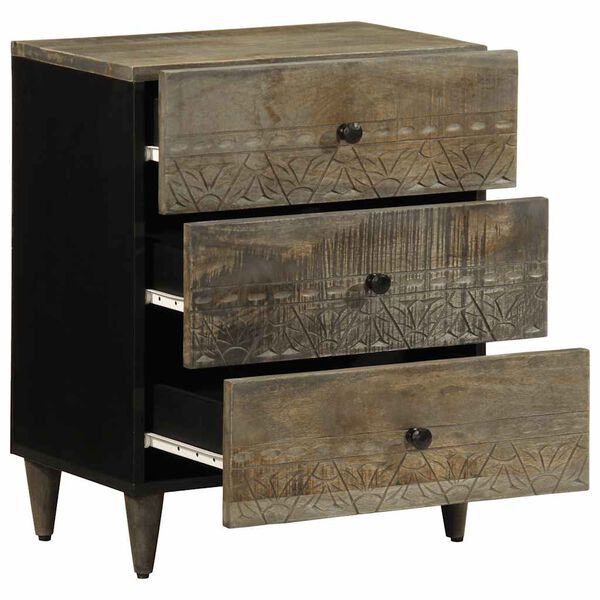 vidaXL Nočn&aacute; skrinka Svetlosiv&aacute; 50x33x60 cm Mas&iacute;vne drevo Mango