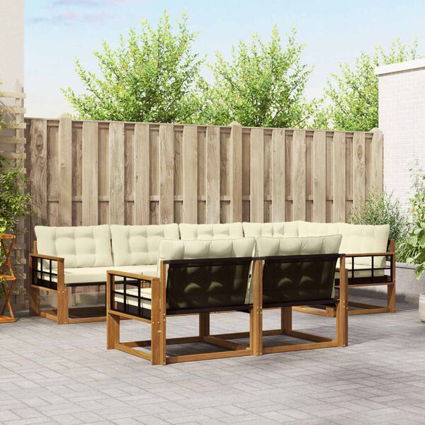 vidaXL Z&aacute;hradn&aacute; s&uacute;prava gaučov s vank&uacute;&scaron;om 7 pcs Pr&iacute;rodn&aacute; a kr&eacute;mov&aacute;