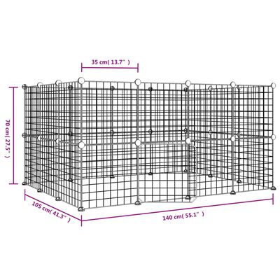 VidaXL 28-panelová klietka pre domáce zvieratá čierna 35x35 cm oceľ