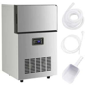 vidaXL V&yacute;robn&iacute;k ľadov&yacute;ch kociek strieborn&yacute; 45 kg / 24 h