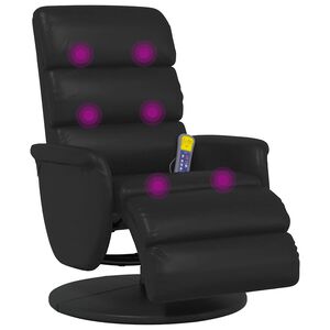 vidaXL Mas&aacute;žne skl&aacute;pacie kreslo s podnožkou čierne umel&aacute; koža