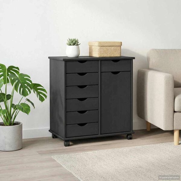 vidaXL Kolieskov&aacute; skriňa s kolesom Siv&aacute; 63,5 x 39 x 65,5 cm