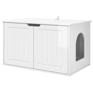 vidaXL Mačka Dom Leskl&aacute; biela 85 x 55 x 50,5 cm Kompozitn&eacute; drevo