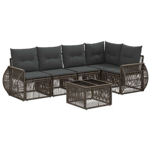 vidaXL S&uacute;prava z&aacute;hradn&yacute;ch pohoviek 6 pcs Siv&aacute; a tmavo siv&aacute; polyratan