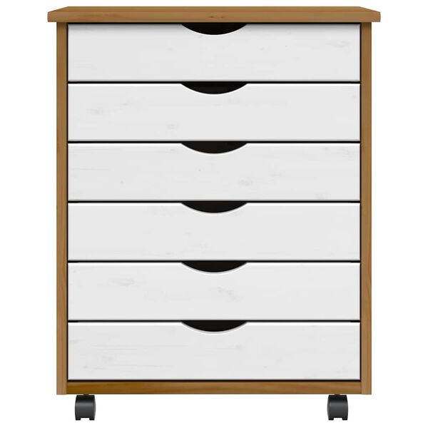 vidaXL Skrinka so z&aacute;suvkami na kolieskach MOSS medovobiela borovica