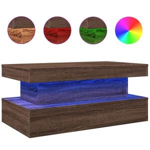 vidaXL Konferenčn&yacute; stol&iacute;k s LED osvetlen&iacute;m hned&yacute; dub 90x50x40 cm