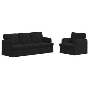 vidaXL Sada pohoviek 2 pcs Čierna 144 x 80 x 85 cm l&aacute;tka