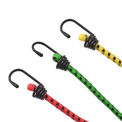 vidaXL Elastické laná, 60/80/100 cm, 30 ks, červené, žlté, zelené
