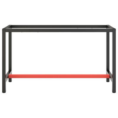 vidaXL Rám pracovného stola matný čierny a matný červený 140x50x79 cm kov
