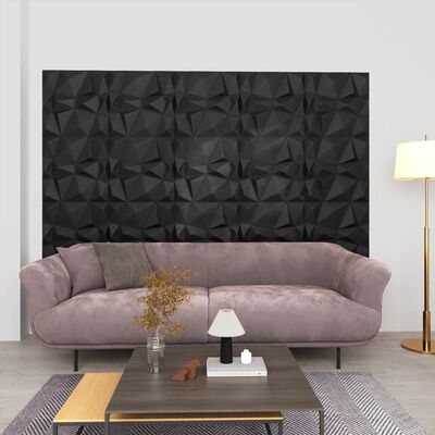 vidaXL 3D nástenné panely 24 ks 50x50 cm, diamantové, čierne 6 m²