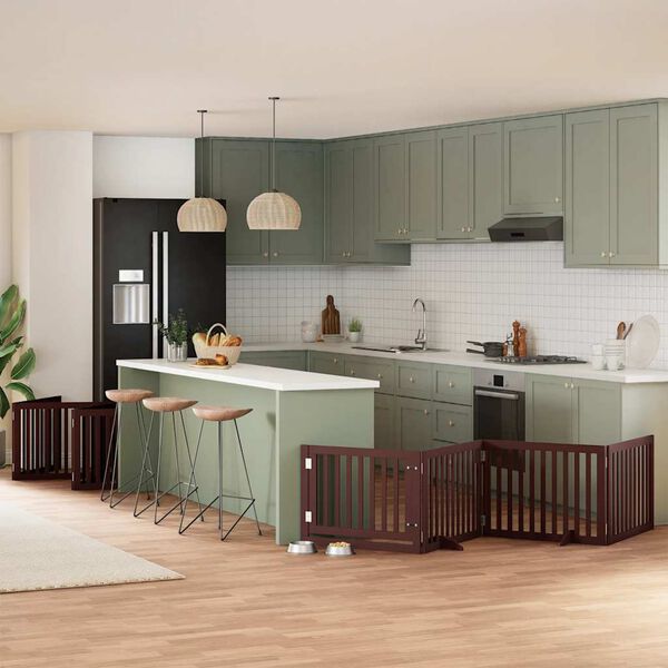 vidaXL Br&aacute;na pre psa s dvere sklad. 12pan. hned&aacute; 960 cm topoľov&eacute; drevo