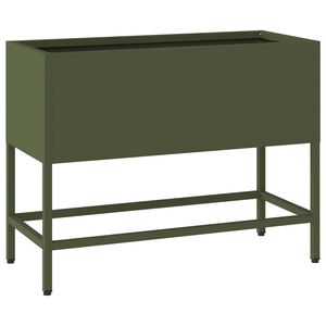 vidaXL Zv&yacute;&scaron;en&yacute; z&aacute;hradn&yacute; kvetin&aacute;č Olivovo zelen&aacute; 60 x 26 x 45 cm Oceľ