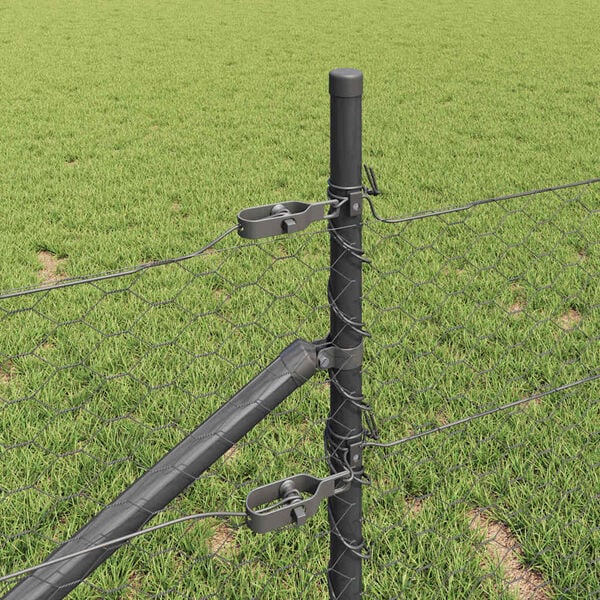 vidaXL Stĺp na plot. Siv&aacute; 50 x 0,4 m (36 mm sieť) Ocel a PVC