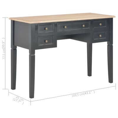vidaXL Písací stôl, čierny 109,5x45x77,5 cm, drevo